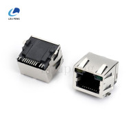 RJ45带屏蔽壳，有弹，左黄右绿