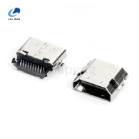 HDMI19PINAF反向90度DIP型,LCP黑色,半金雾锡1U排距1.2mm沉板-CH-0.5mm