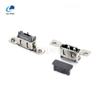 HDMI19PINA母直立式SMT型加支架高高8.4mm无脚,端子半金雾锡GF,LCP黑色