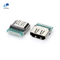 HDMI180度夹板式，外壳镀镍带PCB板