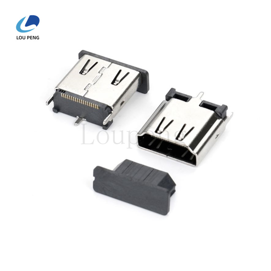 HDMIAF19P180°立式-15mmLCP料端子全金GFSMT脚脚长1.9mm铜壳镀镍