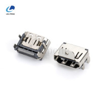 HDMISMTMD式铜壳镀镍四直脚四反向弹片,螺孔高8.8，胶无柱端子半金雾锡1u壳镀镍四直脚四反向弹片,螺孔高8.8，胶无柱端子半金雾锡1u