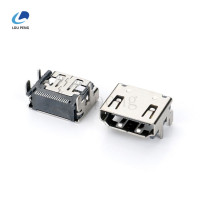 HDMITYPEAF90度插板式LCP黑胶端子SMT半金GF铁壳镀镍