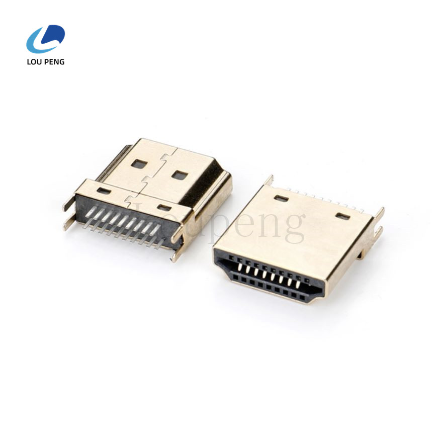 HDMI公头，铁壳镀金2