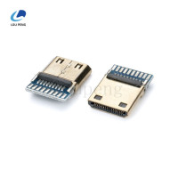 HDMI公头夹板式，外壳镀金，带PCB板