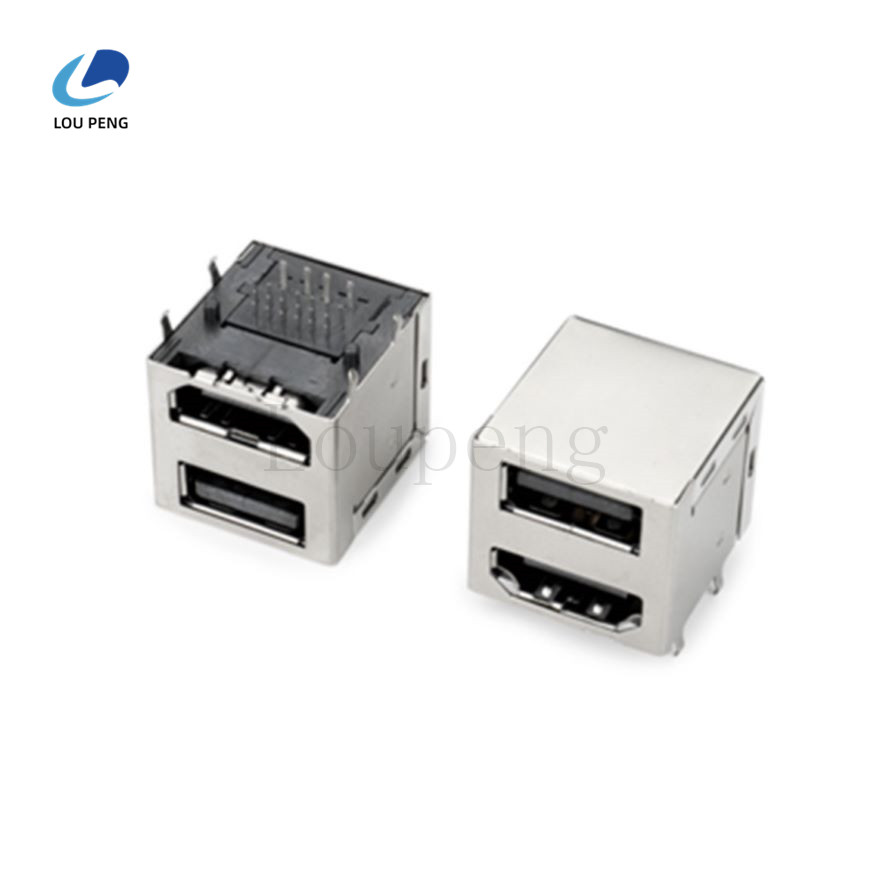 USB2.0AF-HDMI双层90度插板式