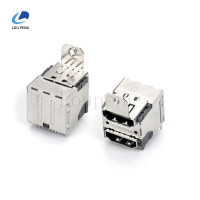 双层HDMIDIP三排带定位柱,LCP黑胶半金GF外壳不锈钢,有耳7.2mm无柱