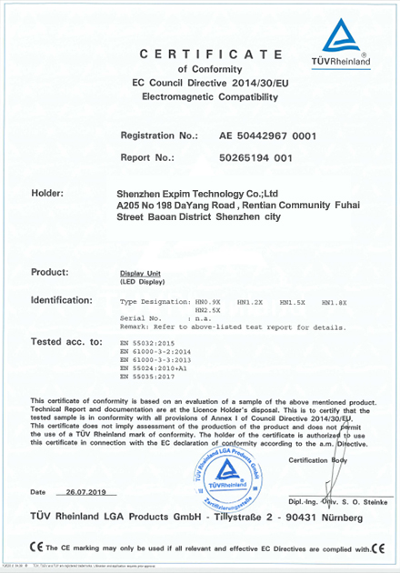 EMC CERTIFICATE