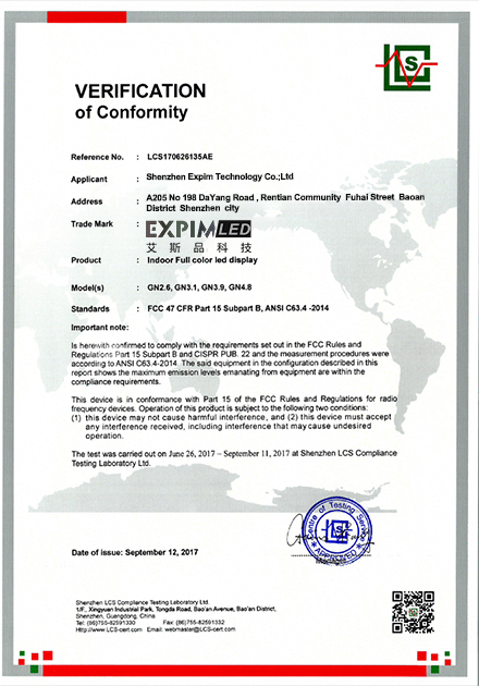 FCC CERTIFICATE