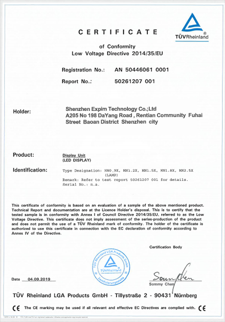 LVD CERTIFICATE