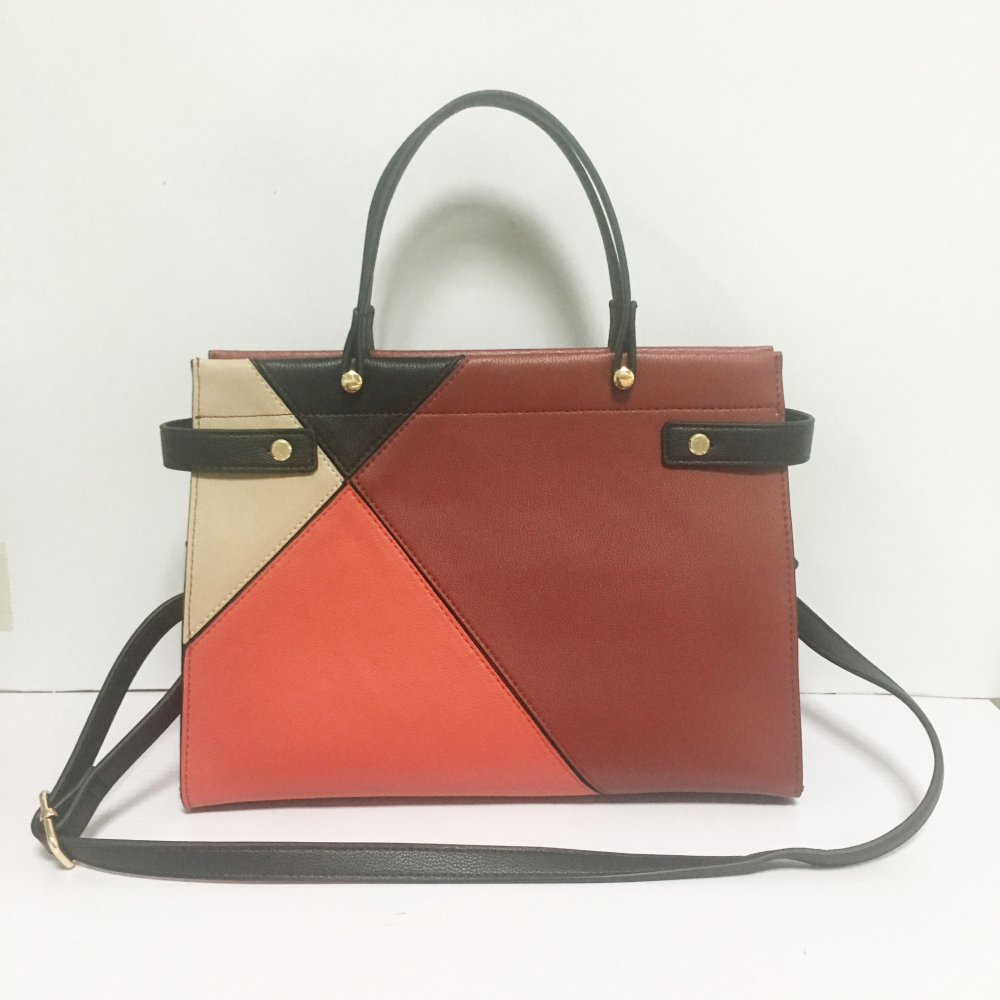 PU ladies handbag contrast patchwork A3649
