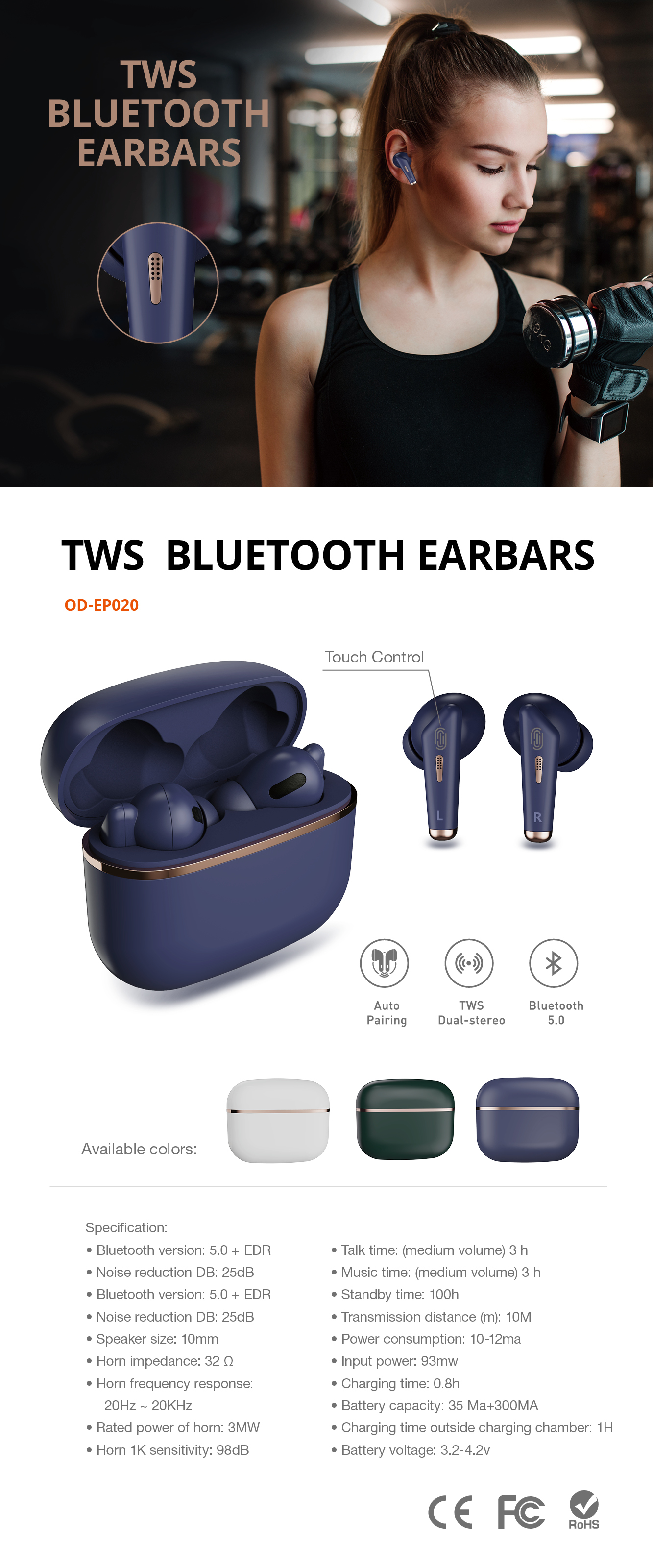 TWS Bluetooth Earbars 2