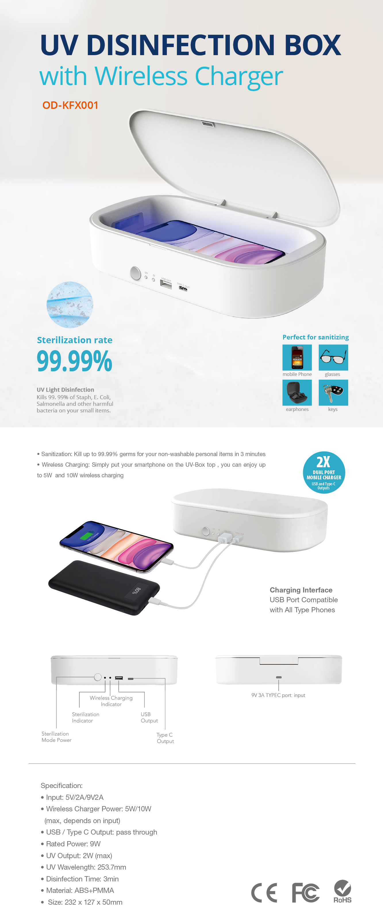 UV Disinfection Box with Wireless Charger 2