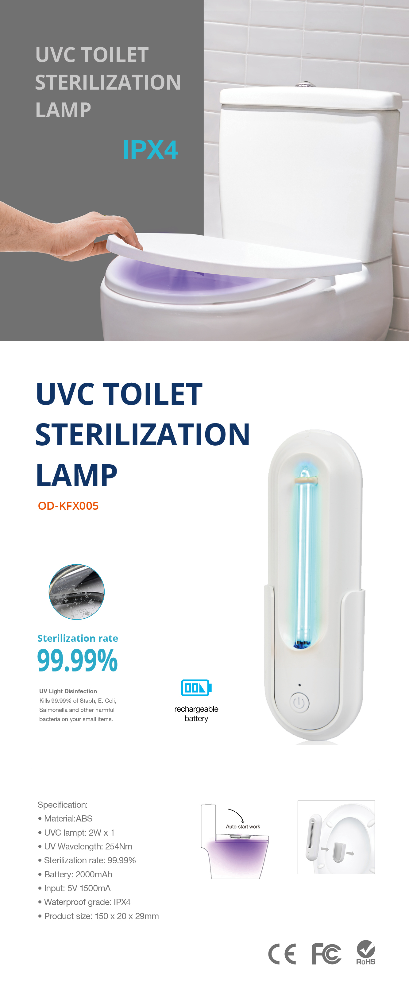 UVC Toilet Sterilization Lamp 2