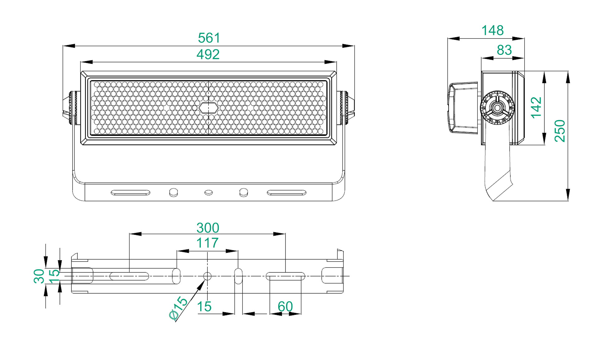 YXYSW8 LED floodlight dimension drawing