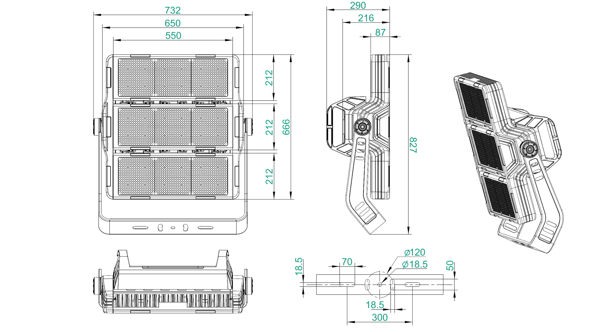 YXYSW7 LED floodlight modular design preview