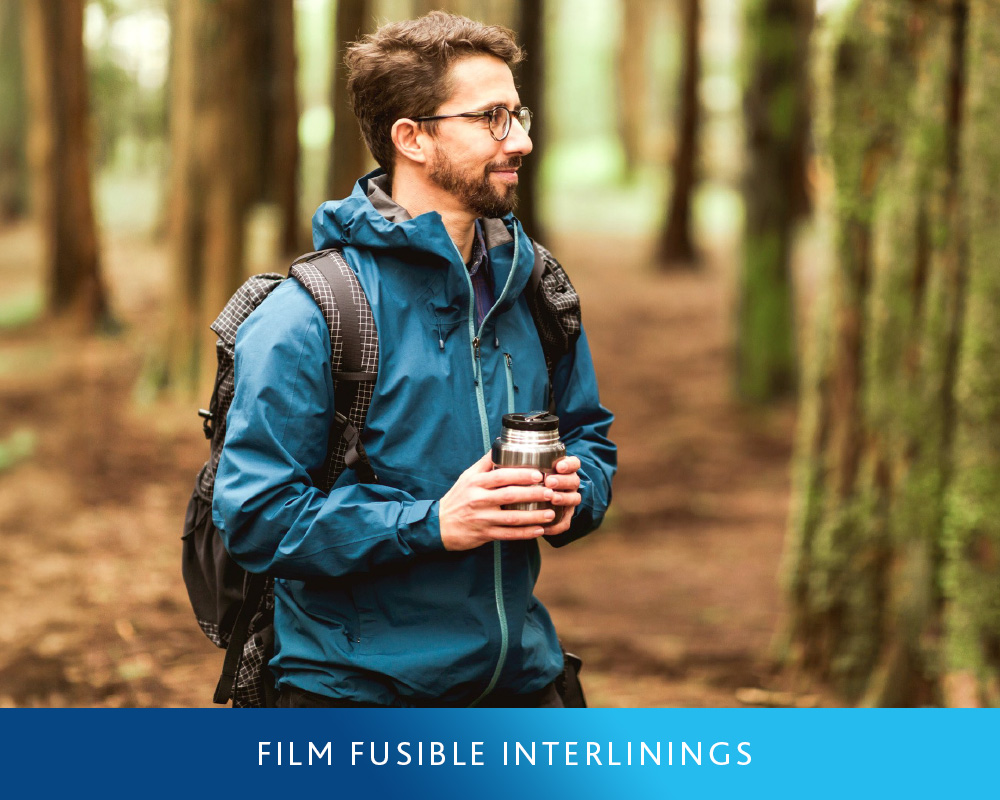 High-quality film adhesive interlining, ensuring superior bonding with coated fabrics. 