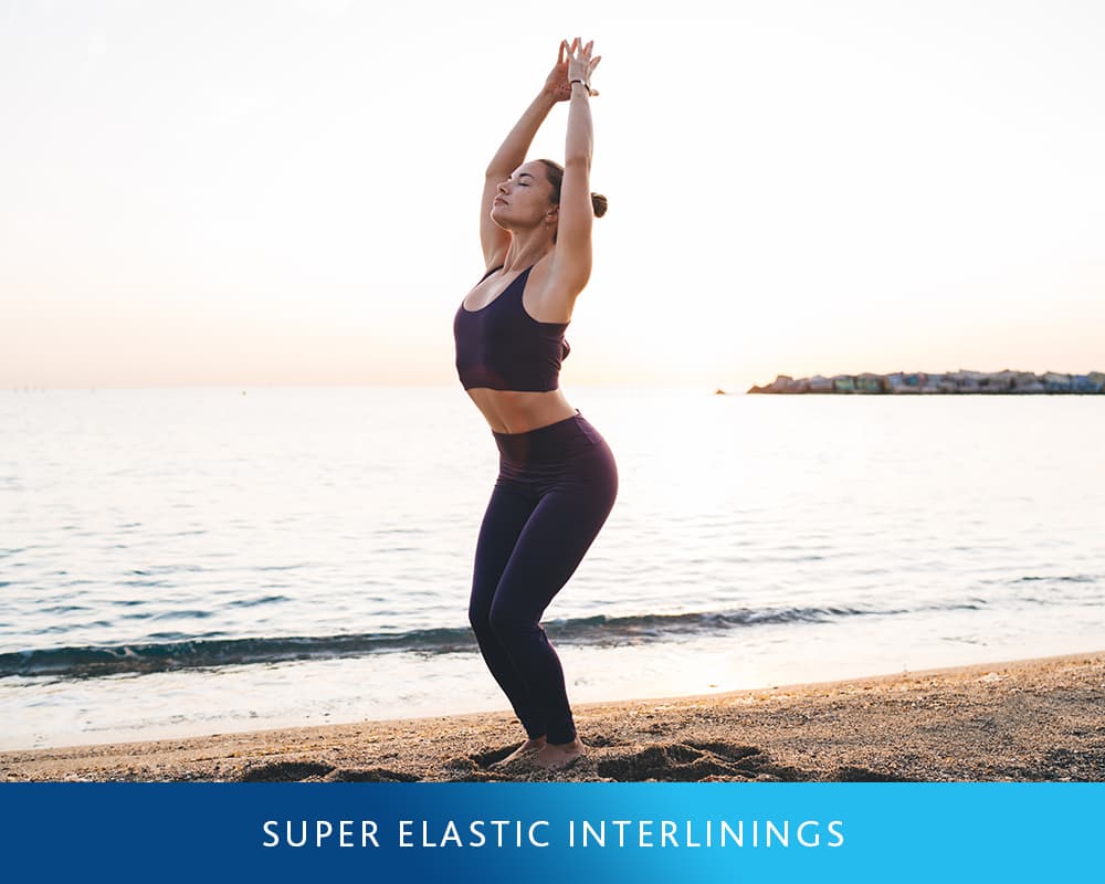 Interlinings that allow for greater possibilities in active wear styling, with a variety of shaping options. 