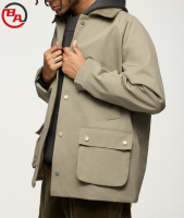 CustomApparelVendorElasticAnti-wrinkleVintageWorkwearLapelTrenchCoat1