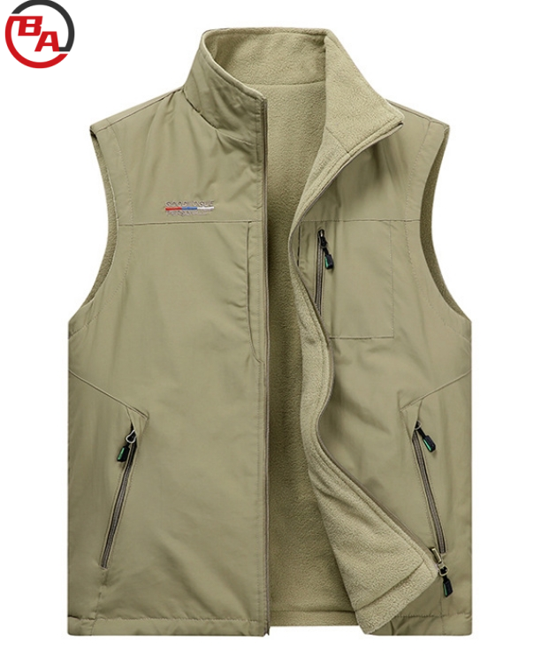 ApparelCustomVendorMen'sVestFullZipperJacketMulti-pocketReversibleWorkwear