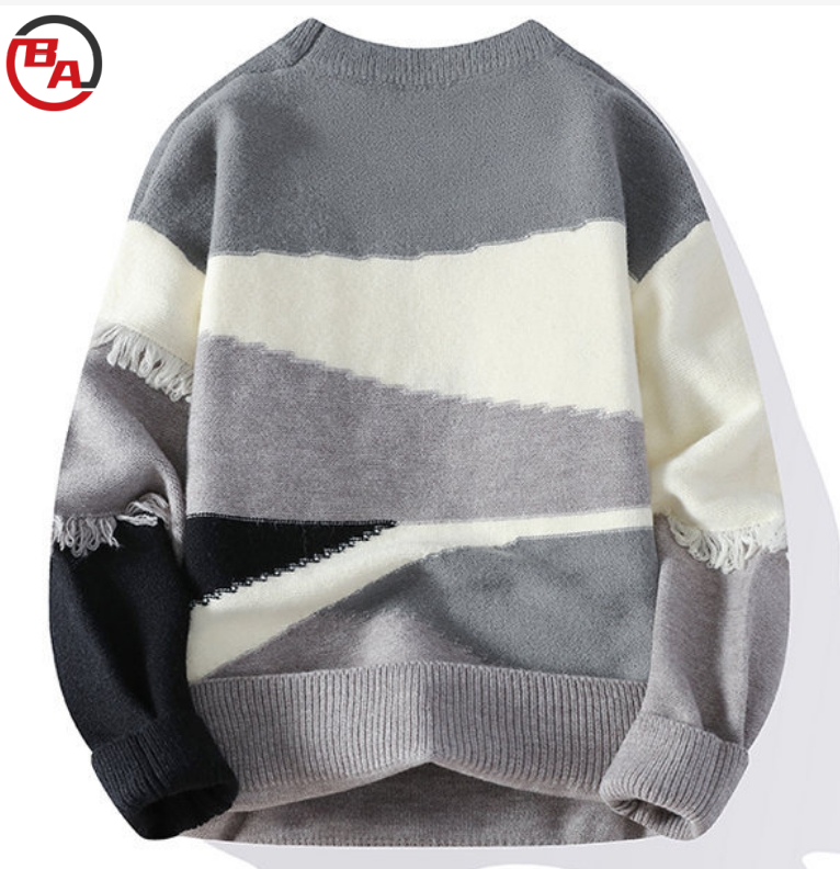 CustomApparelFactoryMen'sSweaterViscoseKnittedSweaterLongSleeveCrewneckPullover1