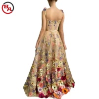 CustomApparelFactoryWomen's3DFloralEmbroideryLaceTieStrapTullePromDressesSleevelessBackZipperMaxiDress2