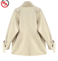 ApparelCustomVendorWomen'sStandCollarLooseShortD-buttonOpen-styleTrenchCoat9