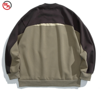 CustomApparelFactoryMen'sColorblockedRaglanSleeveRoundNeckSweatshirtRetroPulloverTop3