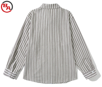 OEMApparelFactoryUnisexVerticalStripedLapelShirtRetroLongSleeveLooseCasualTop1