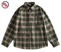 RetroPlaidLongSleeveShacketShirtFlannelButtonDownCasualShirtwithPockets