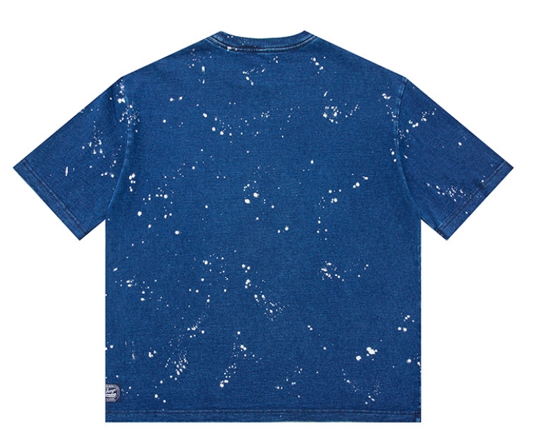 ApparelCustomVendor100-CottonBlueT-shirtRoundNeckDyePrintingLooseShortSleeves1