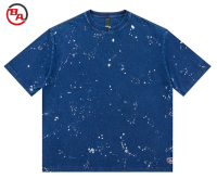 ApparelCustomVendor100-CottonBlueT-shirtRoundNeckDyePrintingLooseShortSleeves