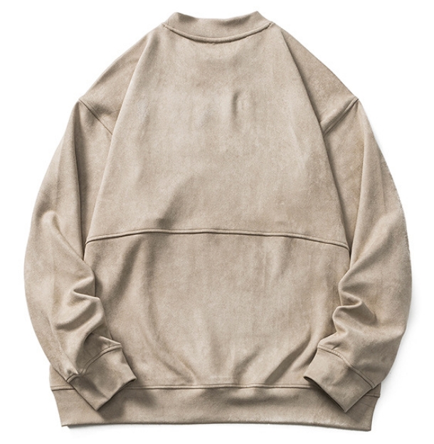 SmallQuantityApparelFactorySolidColorEmbroideredSweatshirtSuedeCrewneckLongSleeveforMen2