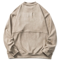 SmallQuantityApparelFactorySolidColorEmbroideredSweatshirtSuedeCrewneckLongSleeveforMen2