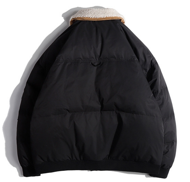 CustomApparelSupplierMen'sMulti-pocketDownJacketPolarFleeceLapelSnapButtonUpCoat1