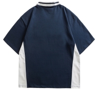 CustomApparelFactoryContrastColorCasualLapelVNeckPoloShirtShortSleeveMen1