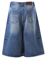 CustomApparelFactoryDenimShortsHighWaistDistressedLooseCasualStraightJeanswithPatch1