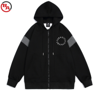 SmallMOQApparelSupplierMen'sZipUpHoodieFleeceLinedPulloverHoodedSweatshirtLongSleeveEmbroideredLetterCardiganTop