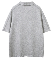 StreetwearApparelFactoryStand-upVLapelSummerCasualT-shirtLooseShort-sleevedPoloShirt3