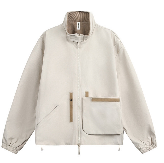 ApparelCustomVendorMensLightweightJacketCasualFullZipperLongSleeveJacketPatchPocketCoat1