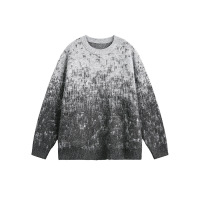 SmallQuantityApparelFactoryMen'sGradientWarmSweaterLooseLongSleeveKnittedRoundNeck4