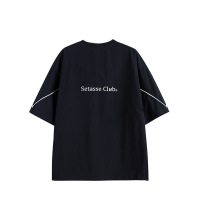 SmallQuantityApparelFactoryMen'sSummerLooseShort-SleeveT-ShirtwithPatchworkDesign1