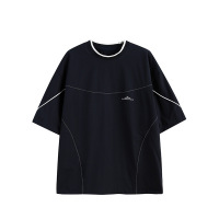 SmallQuantityApparelFactoryMen'sSummerLooseShort-SleeveT-ShirtwithPatchworkDesign