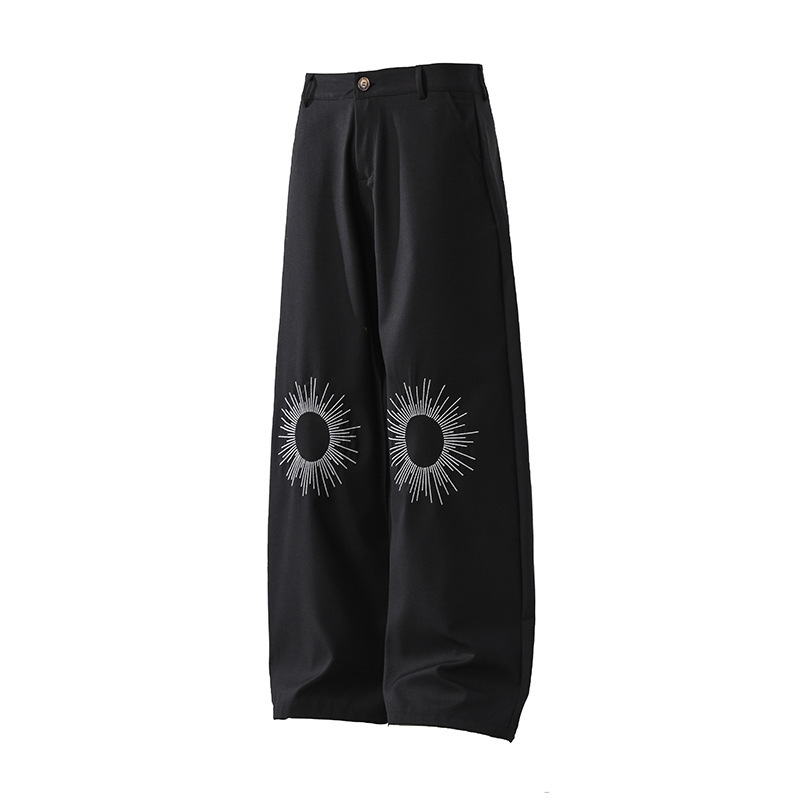 CustomApparelFactoryMen'sEmbroideredWideLegsCasualTrouserswithCurvedDrape1