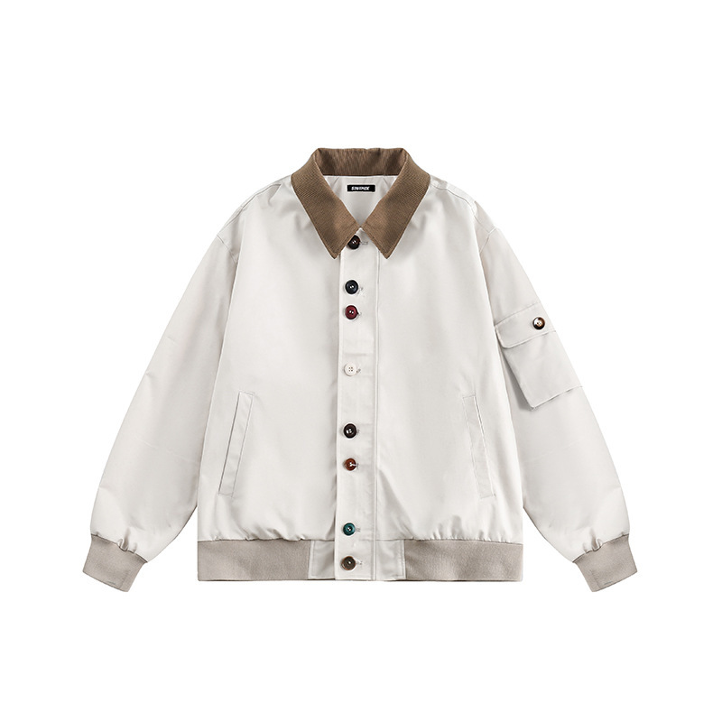 SmallQuantityApparelFactoryUnisexLooseJacketCorduroyCollarCoatUtilityButtonUpPolyCanvasWorkwear2