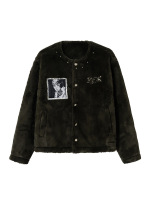 OEMApparelFactoryMen'sPlushBeadedCotton-paddedCoatLooseFitLongSleeveButtonUpOuterwear