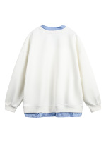 ApparelCustomVendorUnisexCasualStripedFakeTwoPieceLongSleeveCrewneckPulloverTop3