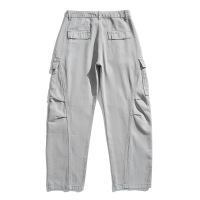 SmallMOQApparelFactoryWashedDenimStraight-legCargoPantswithMultiplePocketsforMen1