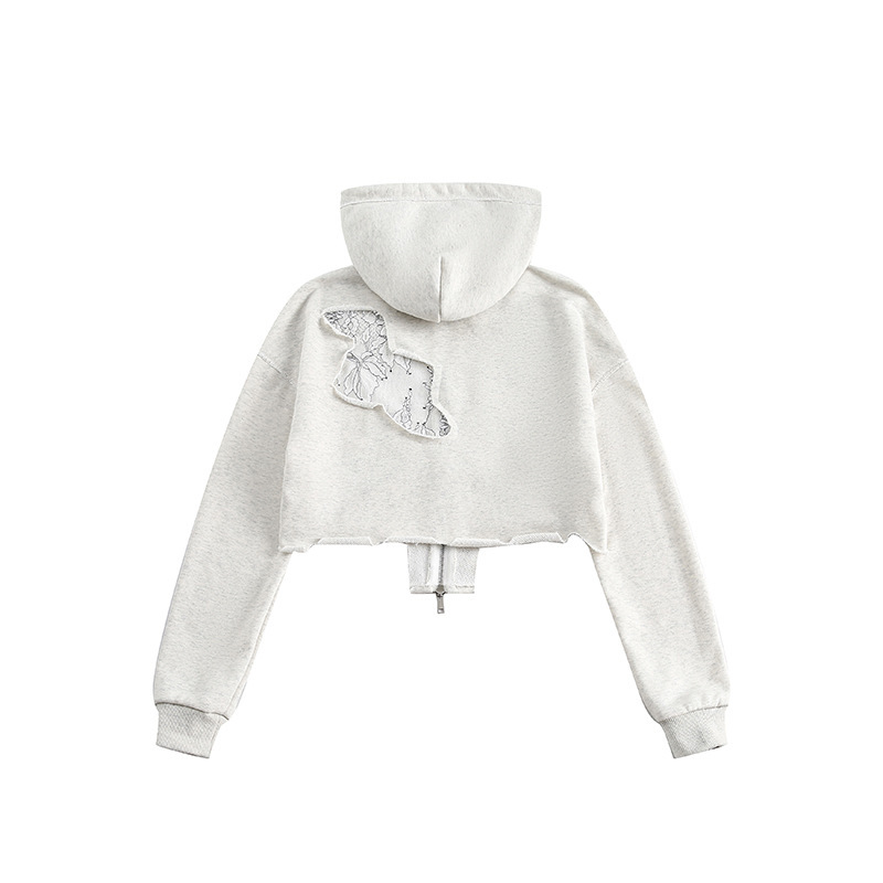 ApparelCustomSupplierWomen'sGraphicHoodiesPrintLongSleeveDrawstringPocketSweatshirtCardiganTopswithZipper1