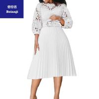 AmazonPlusSizeblackLaceDressHookflowersexyhollowedoutPleateddresswholesalewomensclothingmanufacturers-1